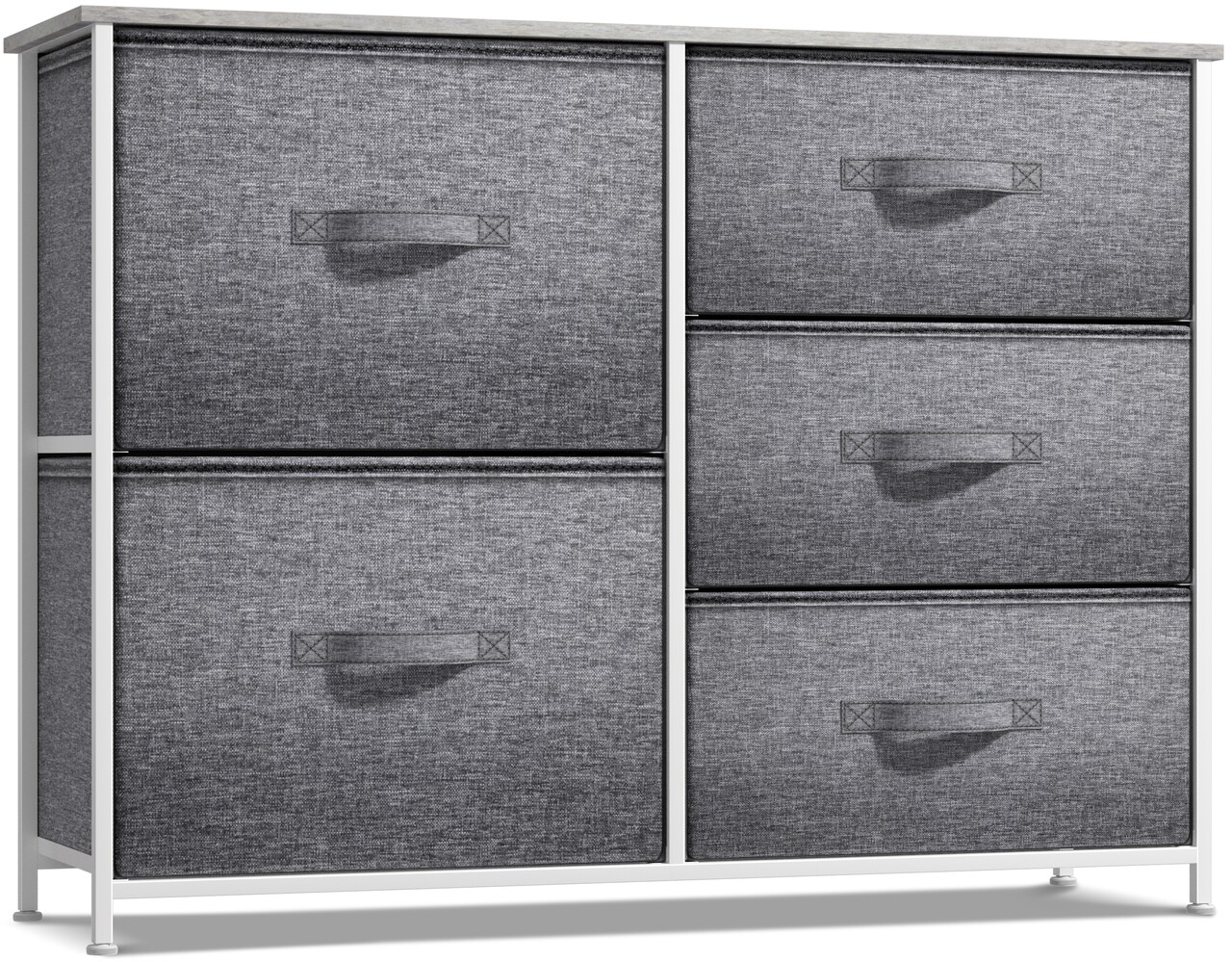Sorbus Dresser with 5 Drawers - Storage Chest Organizer with Steel Frame, Wood Top, Handles, Fabric Bins